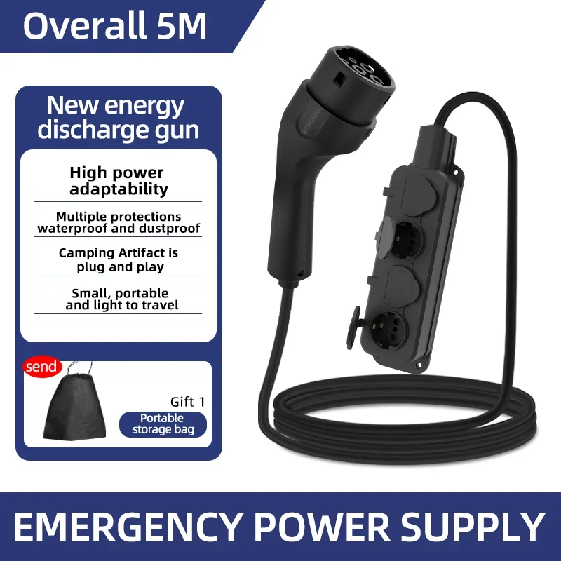 Ac Outdoor Power - Tragbares 16A 4KW Elektroauto-EV-Ladegerät V2L-Kabel, seitlicher